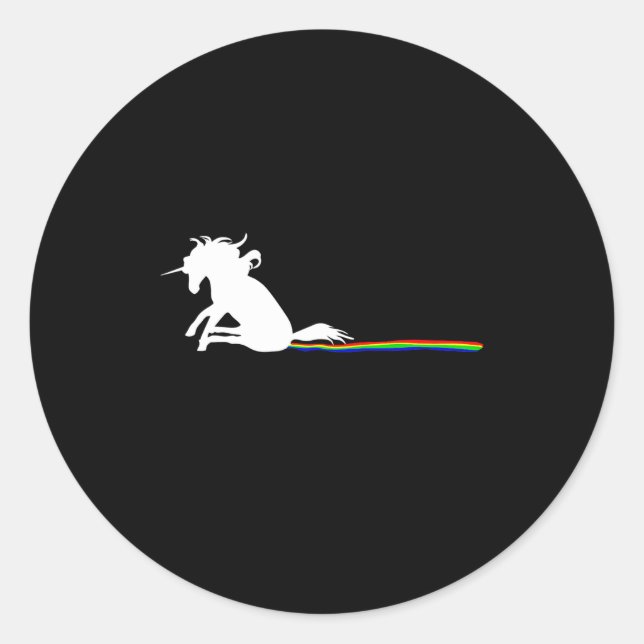 Pegatina Redonda Unicorn Dragging Rainbows Funny Adult S  (Anverso)
