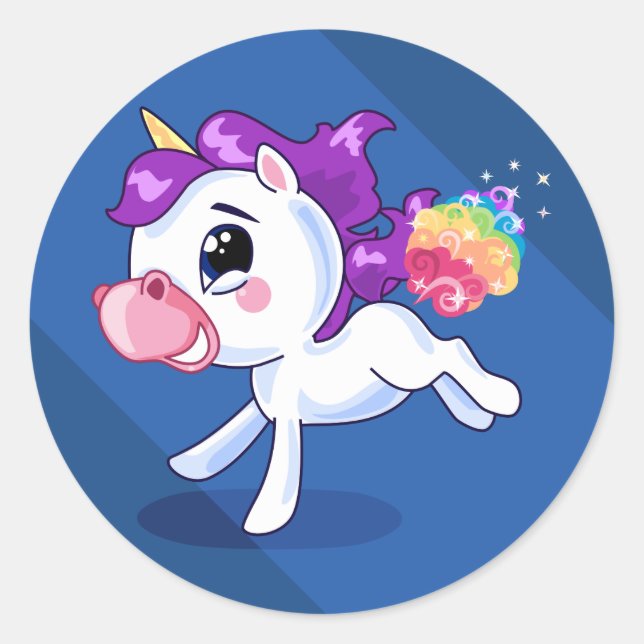 Pegatina Redonda Unicorn Farts (Anverso)