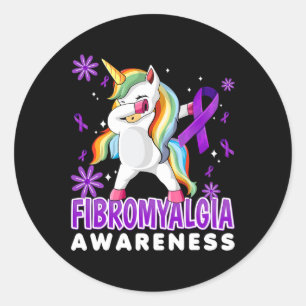 Pegatina Redonda Unicorn Fibromialgia - Guerrero Fibro