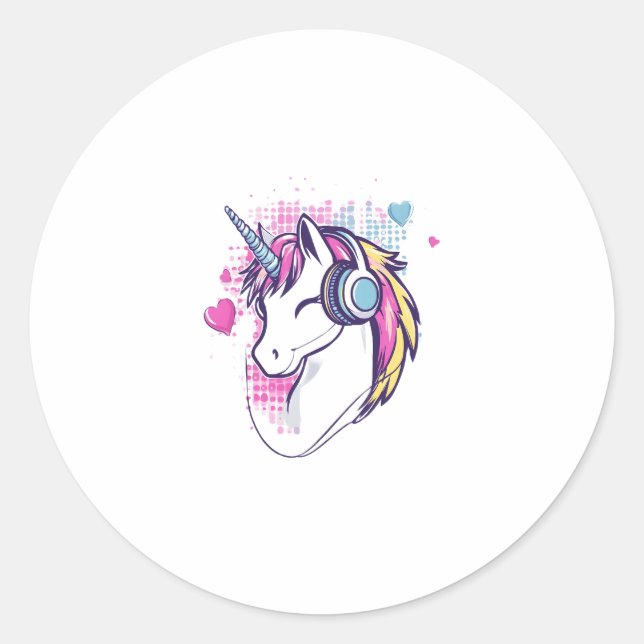 Pegatina Redonda Unicorn Gamer Girl (1) (Anverso)