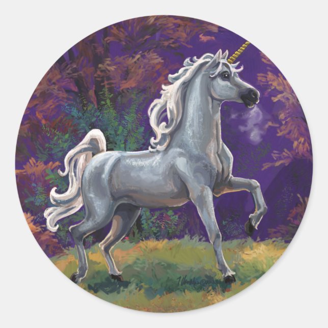 Pegatina Redonda Unicorn Glade (Anverso)