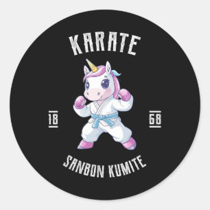 Pegatina Redonda Unicorn Karate - Artista Marcial Japonés