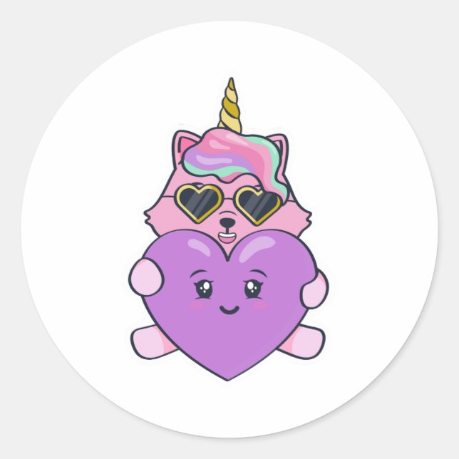 Pegatina Redonda Unicorn Lovers (Anverso)