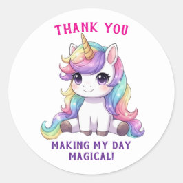 Pegatina Redonda Unicorn Magical Birthday Thank You Sticker