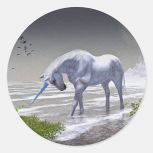 Pegatina Redonda Unicorn Moon