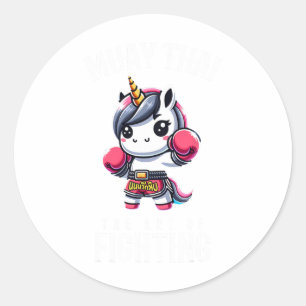 Pegatina Redonda Unicorn Muay Thai - Kickboxing y Unicorn Thai Bo