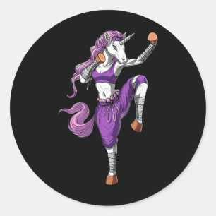 Pegatina Redonda Unicorn Ninja Karate Kickboxing Muay Thai Artes Ma