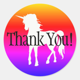 Pegatina Redonda Unicorn Rainbow Ombre Gracias