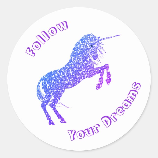 Pegatina Redonda Unicorn Sigue Tus Sueños Magníficos (Anverso)