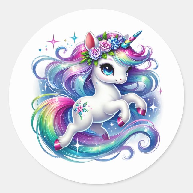 Pegatina Redonda Unicorn Stickers (Anverso)