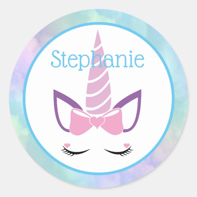 Pegatina Redonda Unicornio (Anverso)