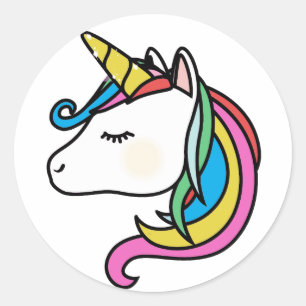 Pegatina Redonda unicornio