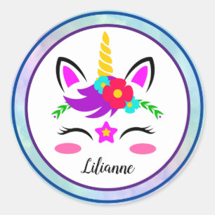 Pegatina Redonda Unicornio