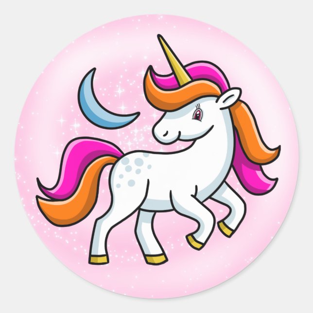 Pegatina Redonda Unicornio (Anverso)