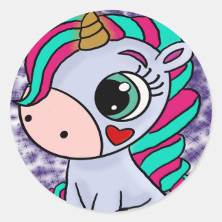Pegatina Redonda unicornio