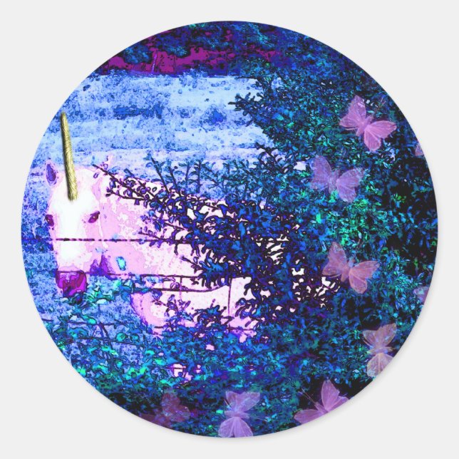 Pegatina Redonda Unicornio (Anverso)