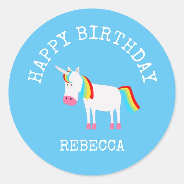 Pegatina Redonda Unicornio (Anverso)