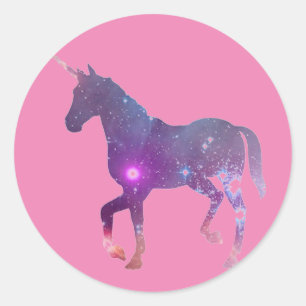 Pegatina Redonda Unicornio