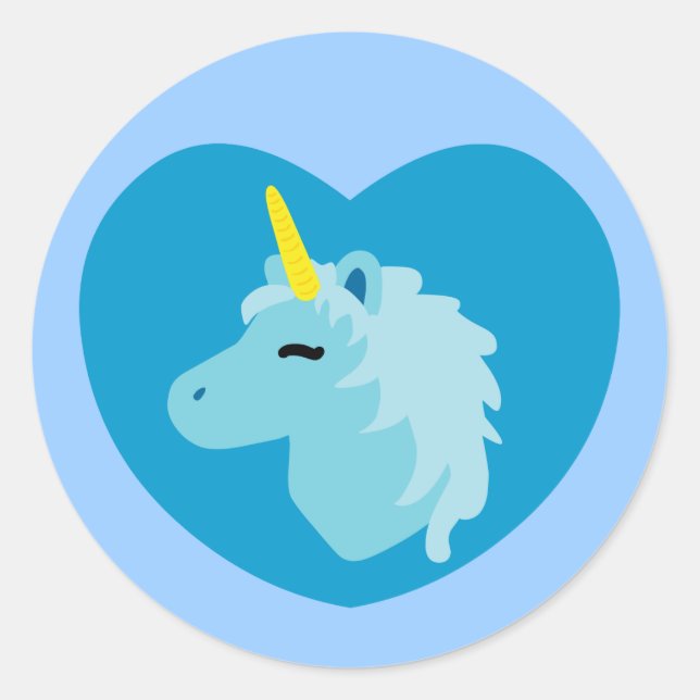 Pegatina Redonda Unicornio azul (Anverso)