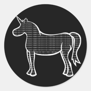 Pegatina Redonda Unicornio binario