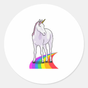 Pegatina Redonda Unicornio con arcoiris