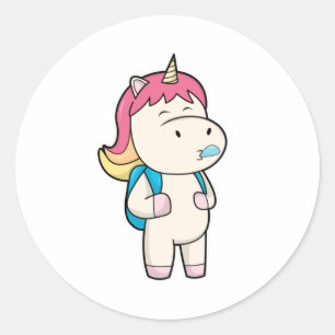 Pegatina Redonda Unicornio con chicle y espalda