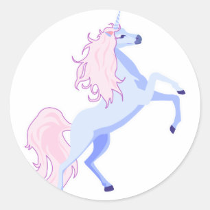 Pegatina Redonda unicornio con melena rosa bonita