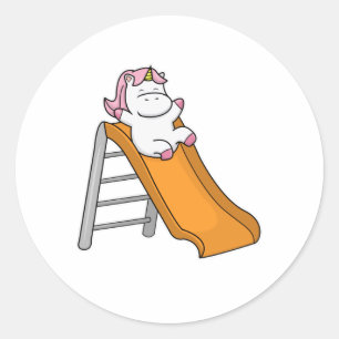Pegatina Redonda Unicornio con Swing