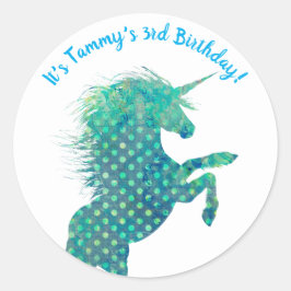 Pegatina Redonda Unicornio, cumpleaños