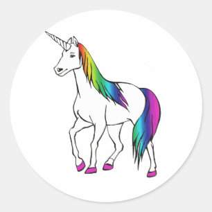 PEGATINA REDONDA UNICORNIO DE ARCOÍRIS