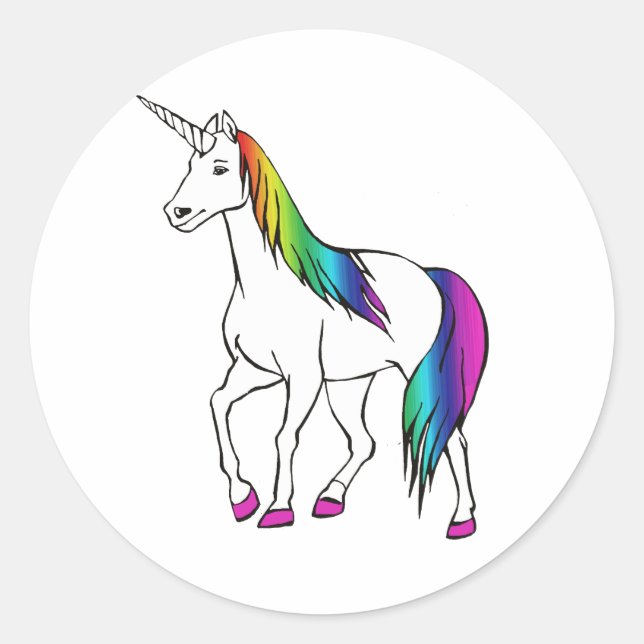 PEGATINA REDONDA UNICORNIO DE ARCOÍRIS (Anverso)