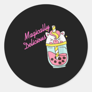 Pegatina Redonda Unicornio de Boba Kawaii Burbuja Mágicamente Delic