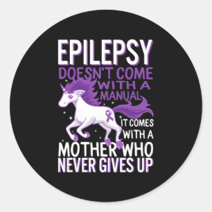 Pegatina Redonda Unicornio de concienciación sobre la epilepsia Cin