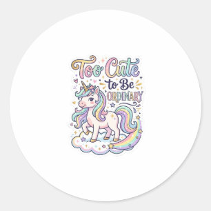 Pegatina Redonda Unicornio demasiado lindo para ser ordinario Premi