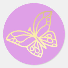 Pegatina Redonda Unicornio en la mariposa 1 oro