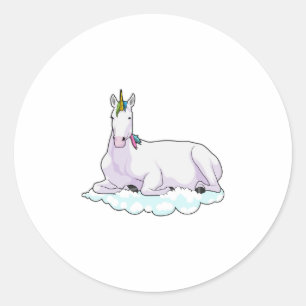 Pegatina Redonda Unicornio en la nube