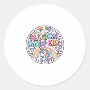 Pegatina Redonda Unicornio En Mi Época Mágica De Mamá Camiseta Dive