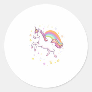Pegatina Redonda Unicornio Estrella Arcoíris (1)