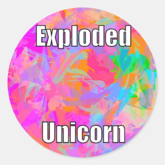 Pegatina Redonda Unicornio explotado
