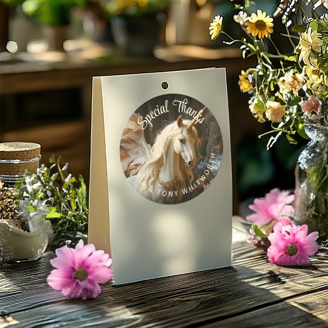 Pegatina Redonda Unicornio forestal de un romántico cuento de hadas (Subido por el creador)