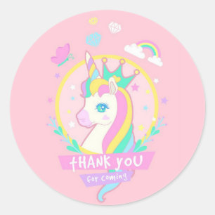 Pegatina Redonda Unicornio Gracias