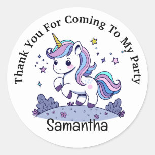 Pegatina Redonda Unicornio Lindo Gracias Personalizado
