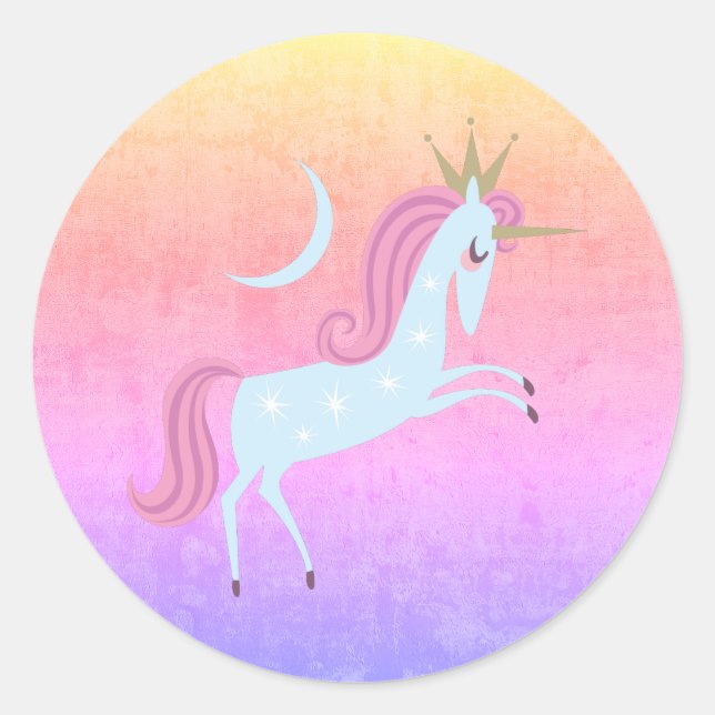 Pegatina Redonda unicornio mágico (Anverso)