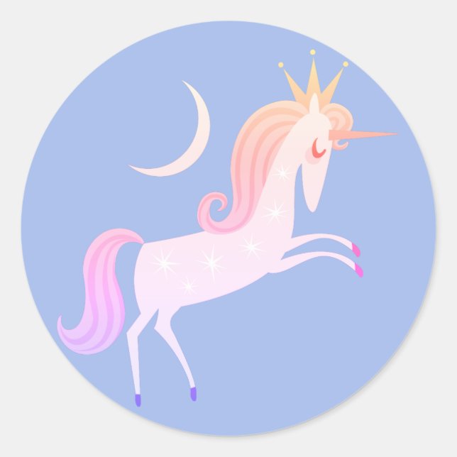 Pegatina Redonda unicornio mágico (Anverso)