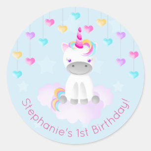 Pegatina Redonda Unicornio mágico