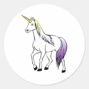 Pegatina Redonda Unicornio no binario