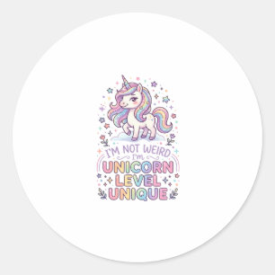 Pegatina Redonda Unicornio No soy raro, soy unicornio nivel único A