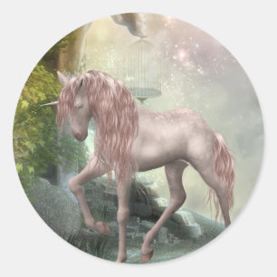 Pegatina Redonda unicornio pasado