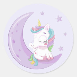 Pegatina Redonda Unicornio púrpura