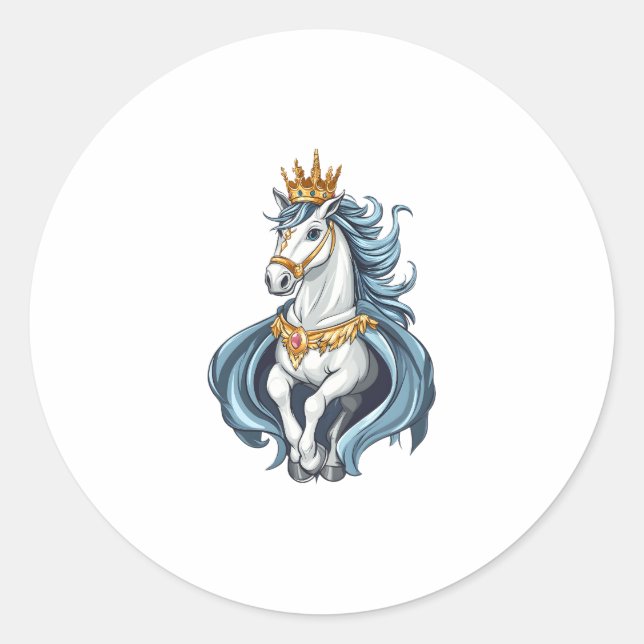 Pegatina Redonda Unicornio Rey Real (1) (Anverso)